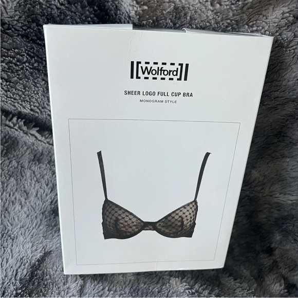 Wolford SHEER LOGO FULL CUP BRA Black Lace Demi Underwire Unlined Luxury 38B 85B - Picture 9 of 12